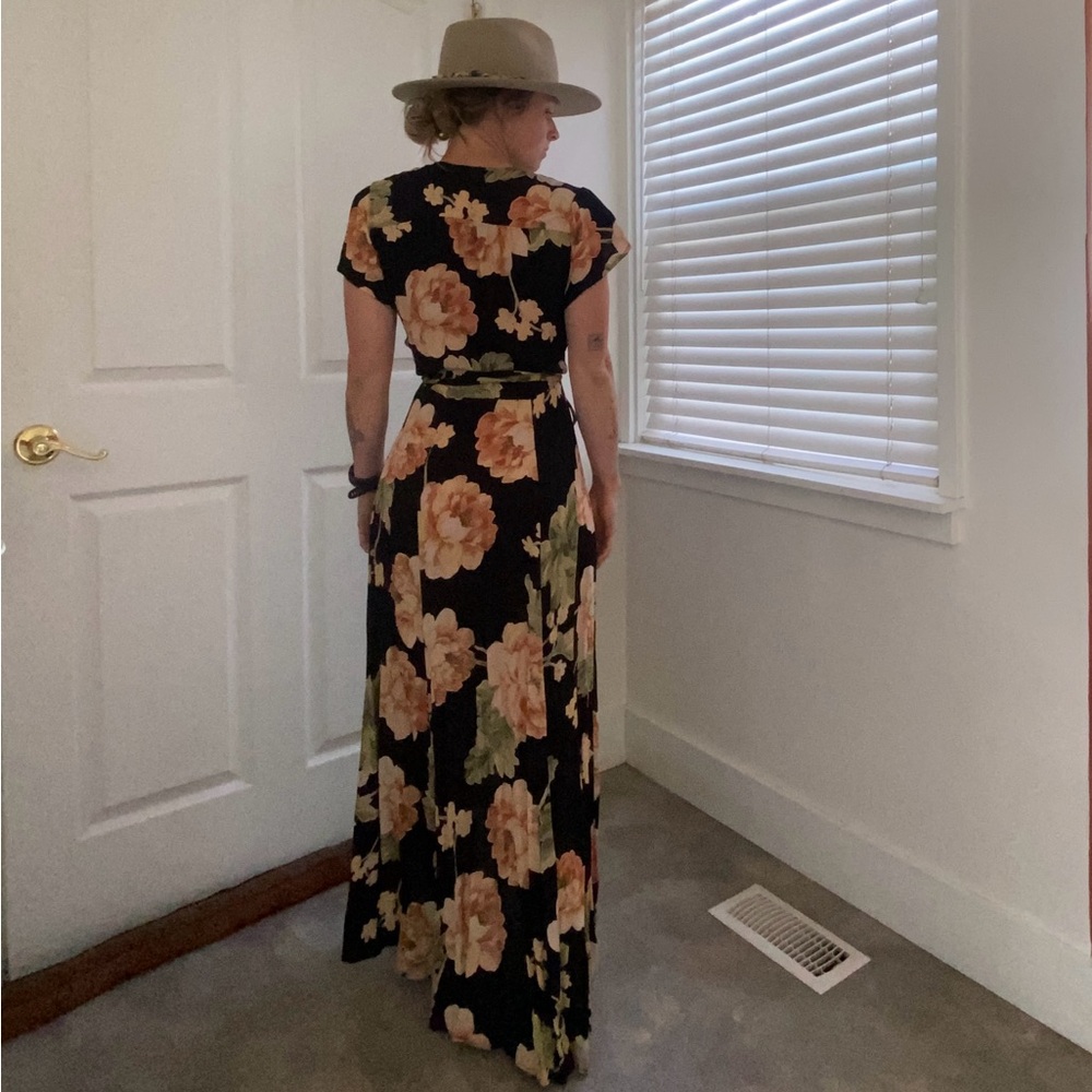Christy Dawn The Autumn Wrap Dress with Peach & Green Blossoms